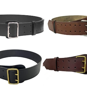 Genuine Calf Leather Sam Browne Style DUTY BELT Police Belt 2&#39;&#39; wide 3.5m Thick  Black & Brown Leather Belt