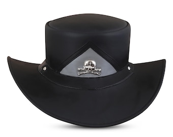 Genuine Calf Leather Cowboy Hat: Western Style Wide Brim
