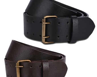 Genuine Calf Leather Scottish Kilt Belt: Dual Prong Utility Belt