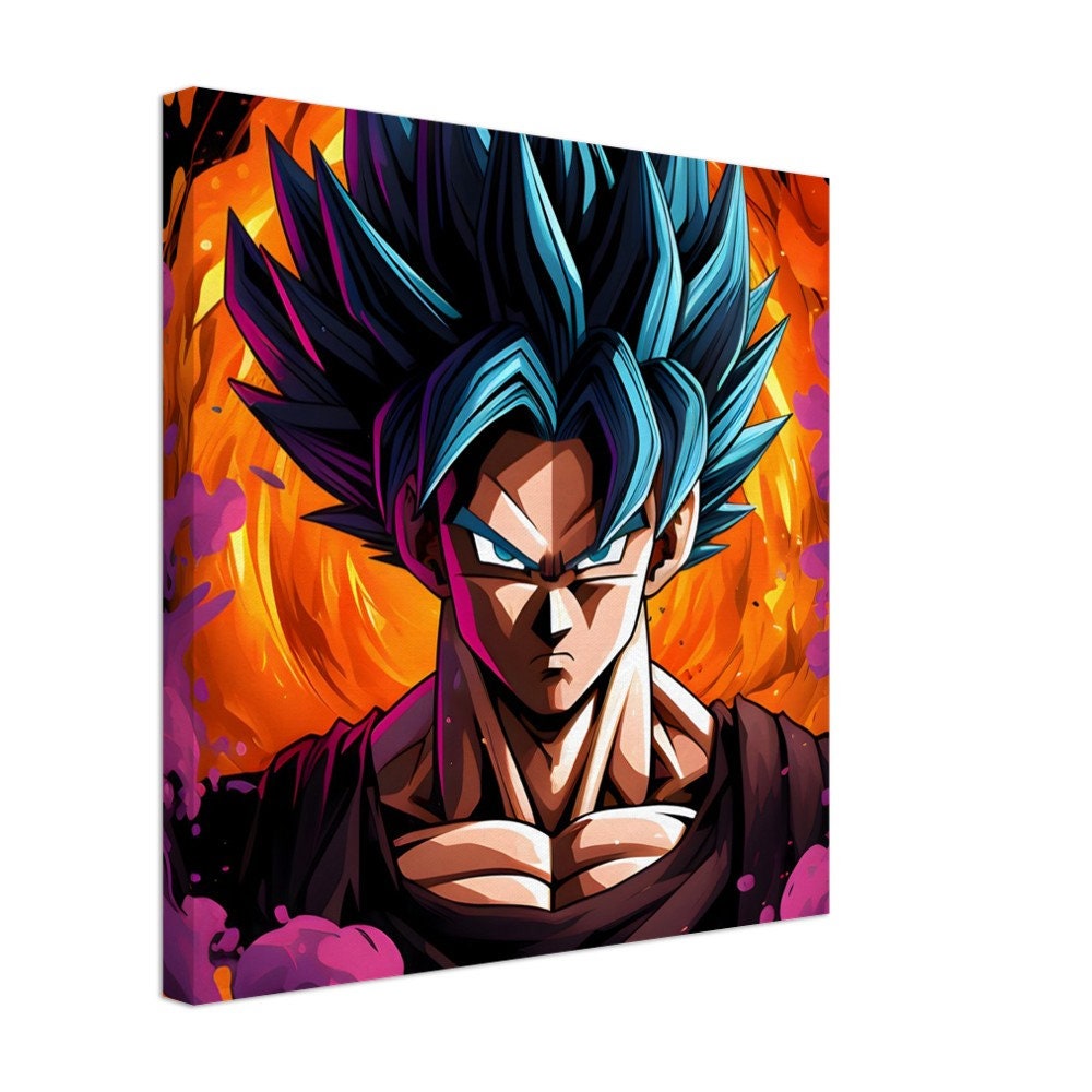 Kit 3 quadros vertical dbz super goku ssj blue