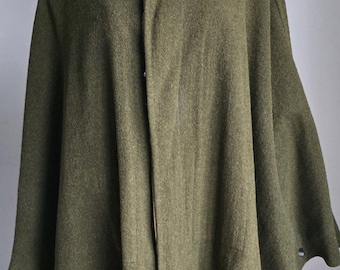Vintage 40s-50s WEYRER Kunza Loden Green Wool Cape Tyrol Austrian Ohe size