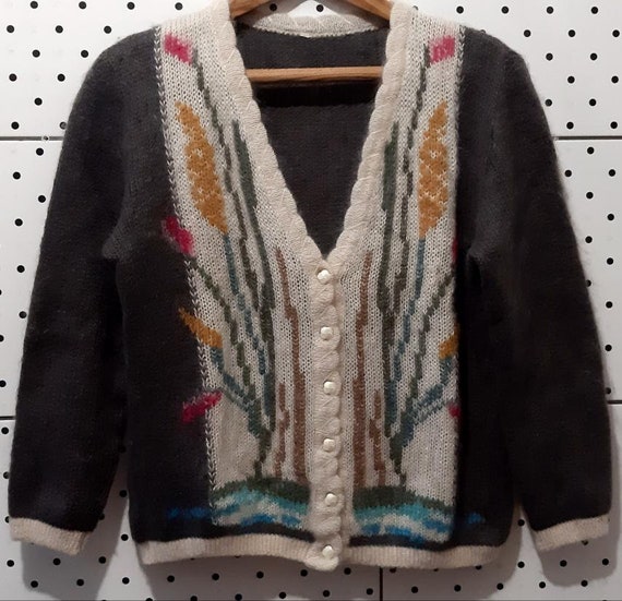 Vintage 80's RICAMATO A MANO Women Embroidered Mohair