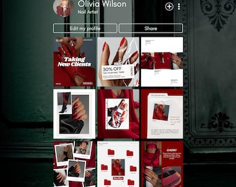 Nail Artist Instagram Post Vorlagen | Canva Bearbeitbar (Digitaler Download)
