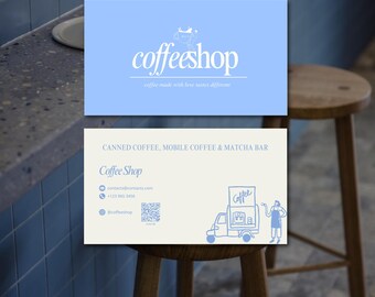 Cartes de visite pour café avec code QR | Modifiables sur Canva