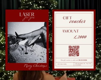 Minimalist Weihnachtsgutschein Vorlage: Bearbeitbares Canva Design (Digitaler Download)