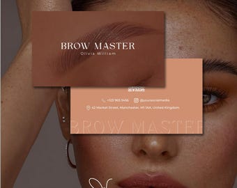 Brow Master Visitenkarte Vorlage | Modernes Neutrales Design (Canva)