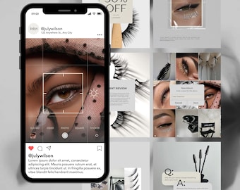 Lash Tech Instagram Vorlagen | Wimpernverlängerung Social Media Posts (Canva)