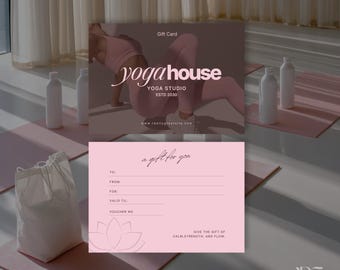 Plantilla de tarjeta de regalo de yoga y pilates / Canva editable (descarga digital)