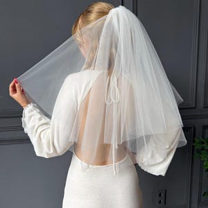 Soft Tulle Wedding Veil: Two Tier Round Bridal Veil - White or Ivory