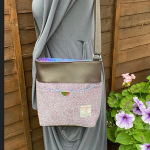 Harris tweed crossbody bag ,Harris tweed messenger bag, gift for her , birthday gift , anniversary present , ready to ship