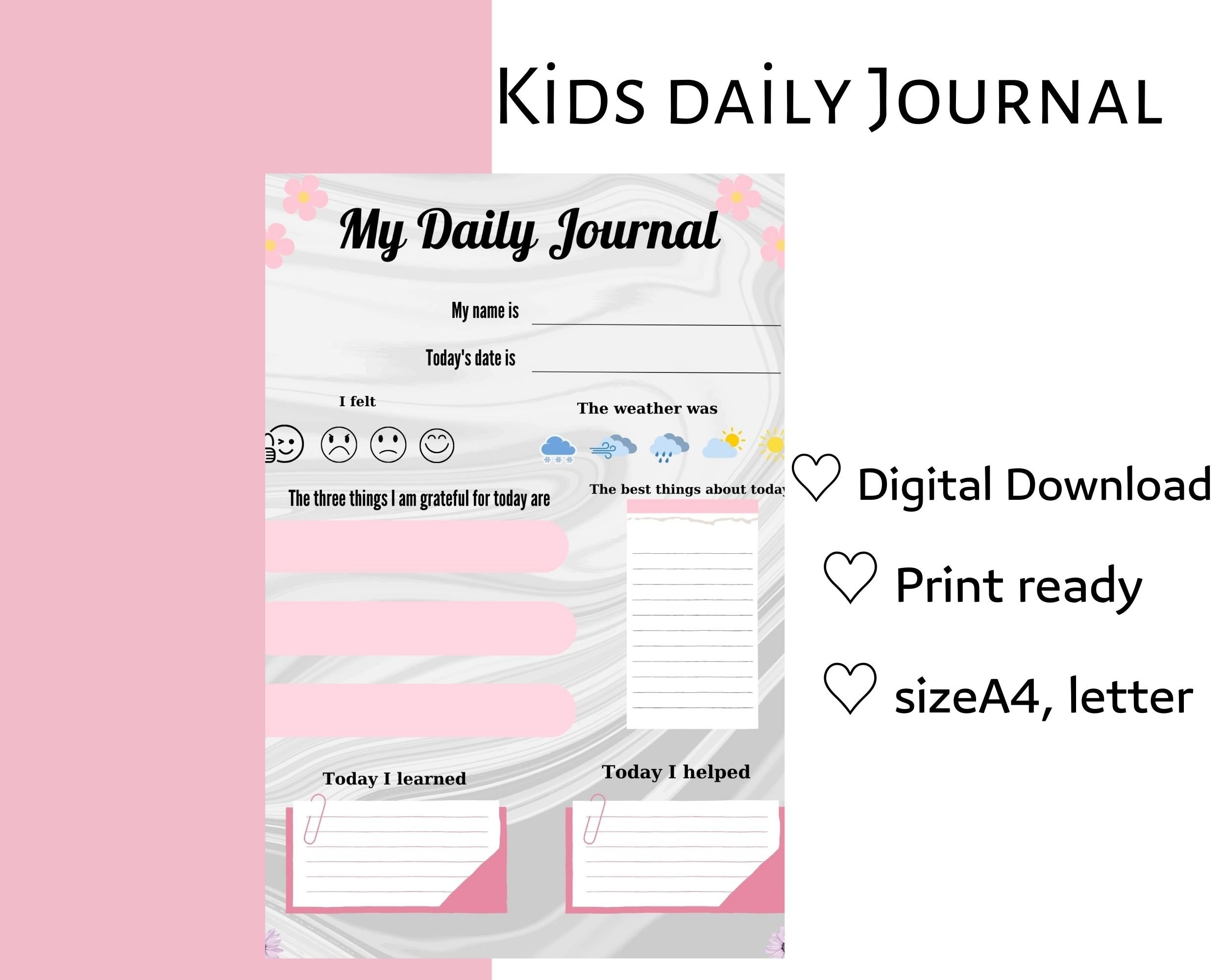 Kids Diary Kids Diary Printable Journal for Kids Kids - Etsy