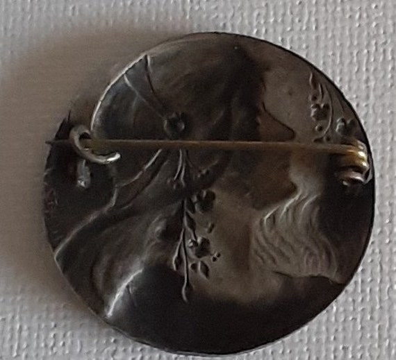 Broche Ancienne Art Nouveau Signée 1900 - Dorée, Vintage, Légères Traces D'usage