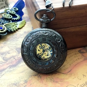 Engraved Pocket Watch – Personalized Fathers Day Gift, Graduation Gift, Birthday Gift, Anniversary Gift, Gift for the Groomsmen  /Groom