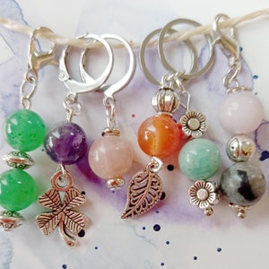 Stitch marker gemstone mix set of 6 image 2