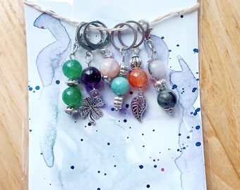 Stitch marker gemstone mix - set of 6