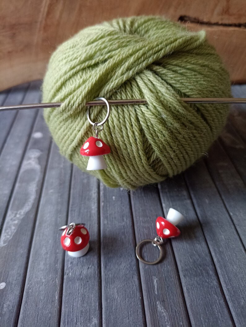 Stitch marker fly agaric, lucky charm image 1