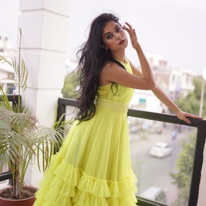 NEON FRILL DRESS with sequins detailing on waist line . image 8