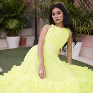 NEON FRILL DRESS with sequins detailing on waist line . image 4