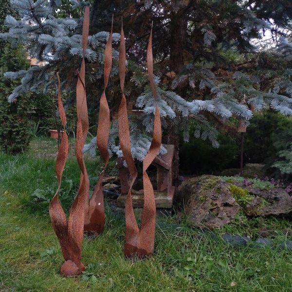 Marsh Grasses - Garden Abstract Sculpture from rust metal.