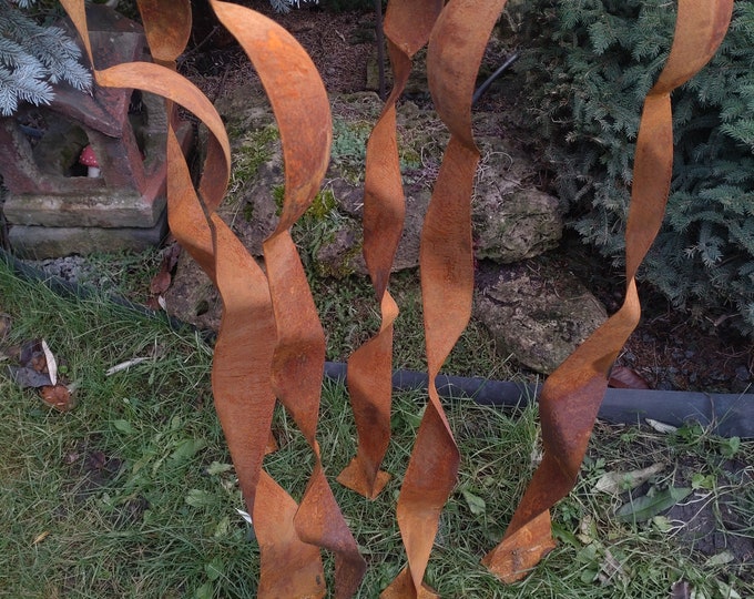 Featured listing image: Suburban Jungle Decor: Abstract Contemporary Rust Metal Garden Art -  Big Resilient Sprouts. Sculptures from rust metal.