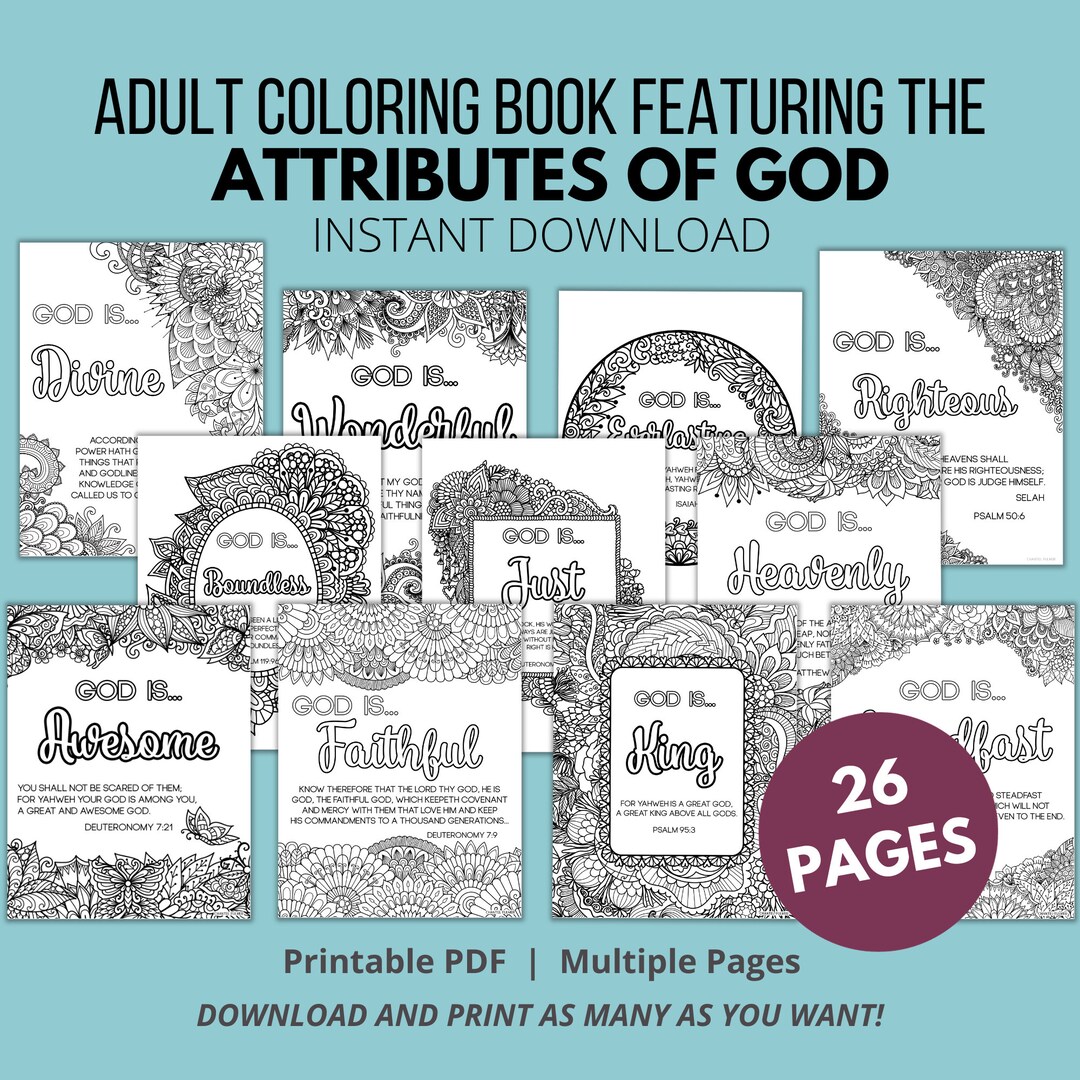 Attributes of God Coloring Book Bible Verse Detailed Coloring Pages ...