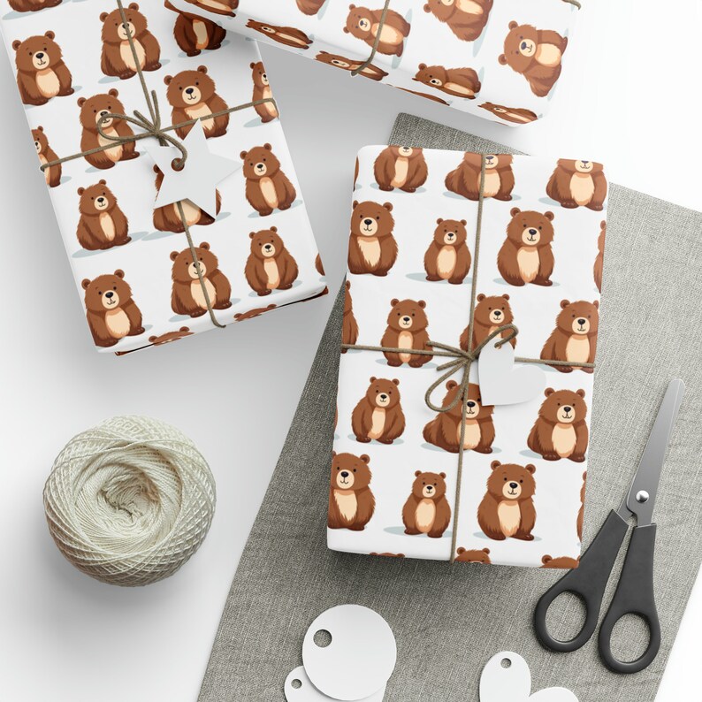 Cute Brown Bear Wrapping Paper Brown Bear, Grizzly, Bear, Birthday