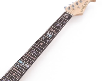 fretlook Insane - Inlay stickers for acoustic and electric guitar fingerboards - Made in Germany (Rusty Blue)