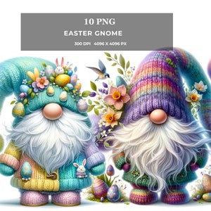 Easter Gnome PNG Bundle, Cute Spring Gnome Clipart, Pastel Holiday Digital Download for Cards, Sublimation & Print on Demand