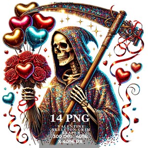 14 Funny Grim Reaper Valentine PNG, Funny Skeleton, Love Vibes, Sarcastic PNG, Skeleton Png, Sublimation Designs, Digital Download PNG