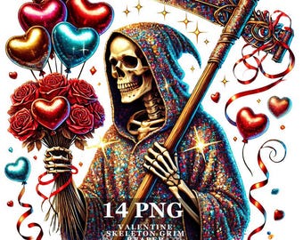 Funny Grim Reaper Valentine PNG: Sarcastic Skeleton Clipart (Digital Download)