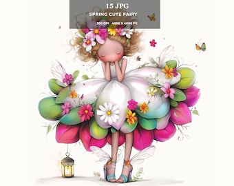 Clipart de Hadas de Primavera: Arte Pastel Fantástico (Descarga Digital)