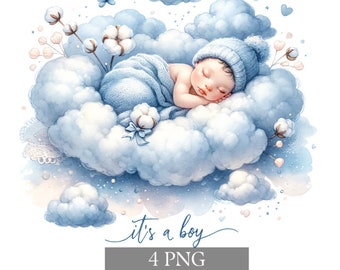 4 It’s a Boy Png, Gender Reveal Clipart Bundle | Images for Party Decor, Invitations & Digital Art Sublimation