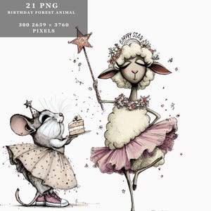 Paquete PNG de animales del bosque caprichosos: 21 imágenes prediseñadas de criaturas del bosque de alta resolución, descarga digital transparente para planificadores, tarjetas y sublimación.