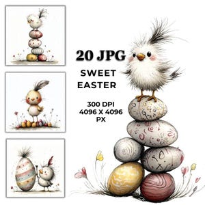 かわいいイースターひよこのクリップアート – カード、招待状、装飾、工芸品、デジタルプロジェクト用の愛らしい春のひよこのイラスト