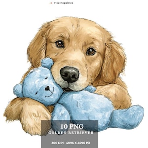 愛らしいゴールデンレトリバー – 心温まる犬のアートプリント、愛らしい犬の肖像画、ペット愛好家と室内装飾、ペット愛好家、犬愛好家へのギフト