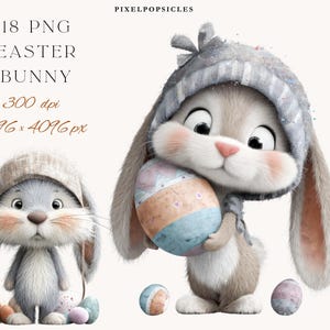 Clipart original de lapin de Pâques : ensemble PNG de lapins fantaisistes (téléchargement numérique)