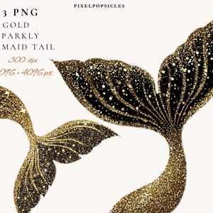 Mermaid Tail Clipart Glitter PNG | Watercolor Ocean Fantasy Digital Download