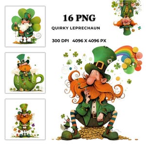 Imágenes prediseñadas de duendes extravagantes: ilustraciones extravagantes del Día de San Patricio para tarjetas, invitaciones, decoraciones, manualidades y proyectos digitales