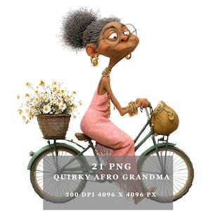 Quirky Afro Grandma Clipart Bundle 21 Funny Senior Lady PNGs Sassy Black Grandma Illustrations  Cards, Planners & Crafts – Digital Download