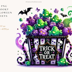水彩画風ハロウィンスイーツクリップアート：不気味なドーナツ（PNG）1# 画像 1