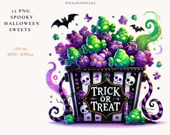 Clipart aquarelle de bonbons d'Halloween : Donuts effrayants (PNG) 1#