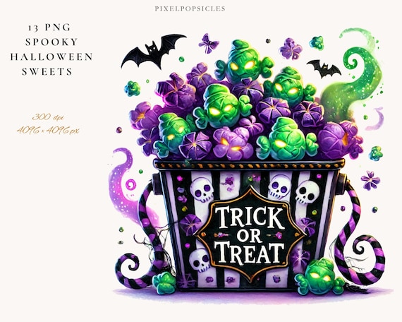 Watercolor Halloween Sweets Clipart: Spooky Donuts (PNG) 1#