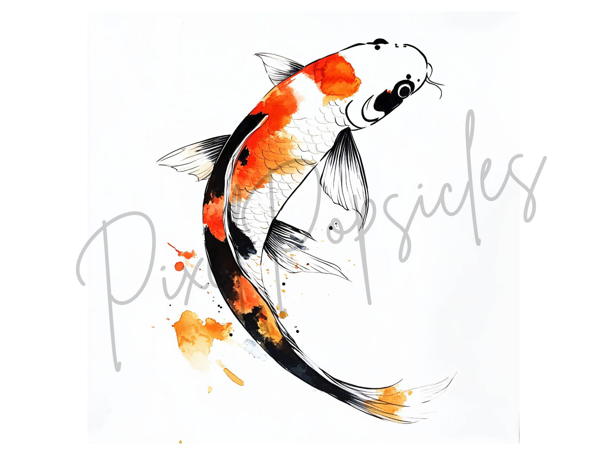 Watercolor Koi Fish Illustration, Digital Art (digital Download) - Etsy