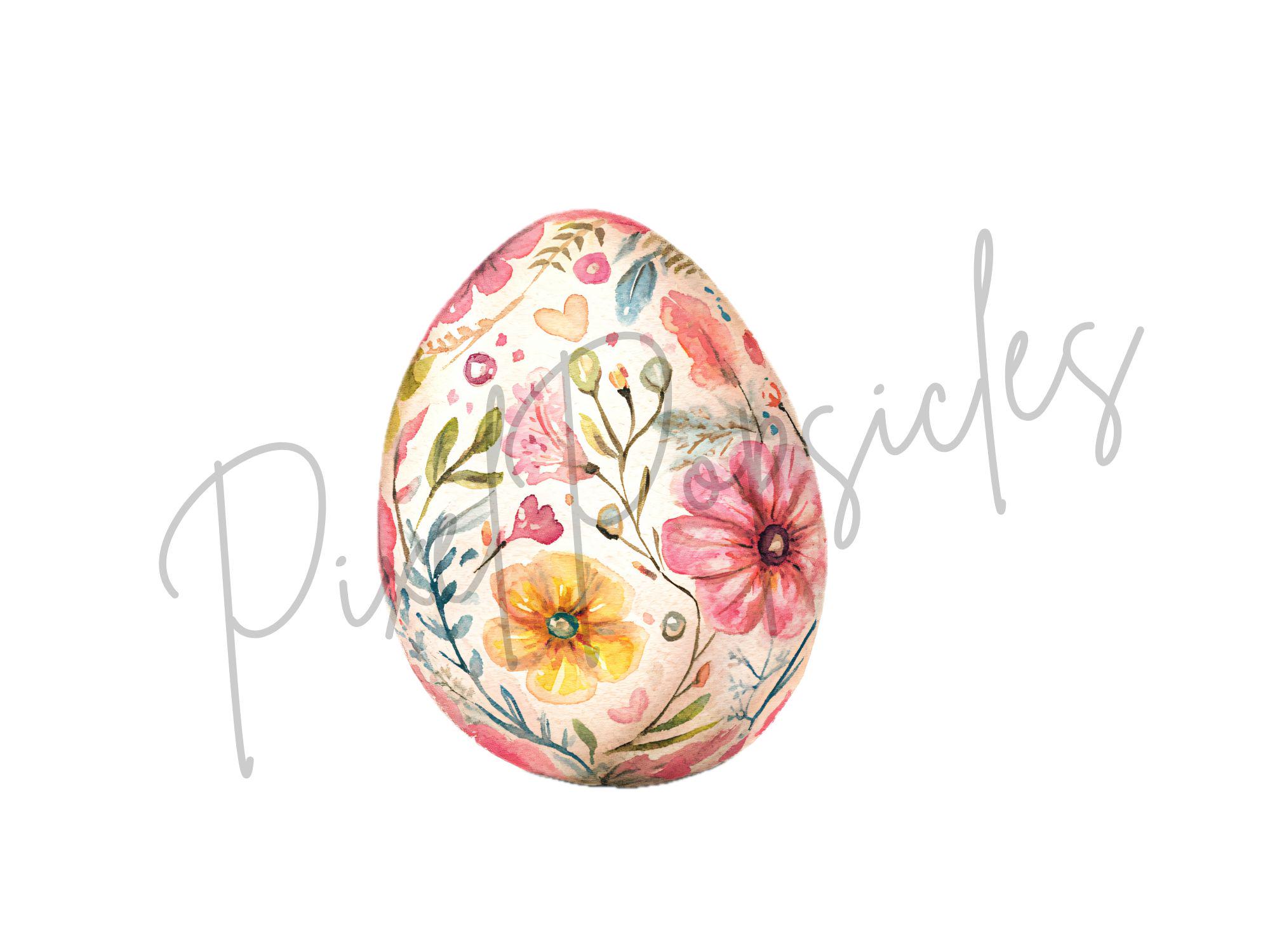 Watercolor Easter Eggs Clipart: Spring Floral PNG Bundle (commercial ...
