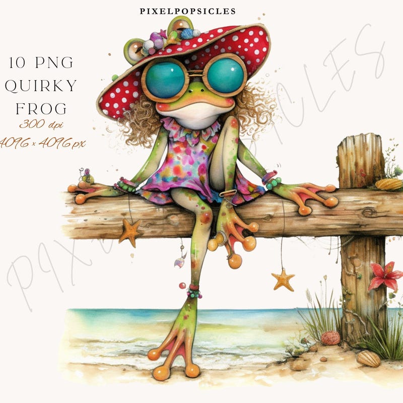 Clipart Frog Beach - Etsy UK