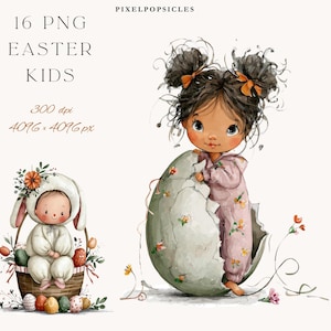 Clipart aquarelle de Pâques pour enfants : costumes de lapin et œufs (téléchargement numérique PNG)