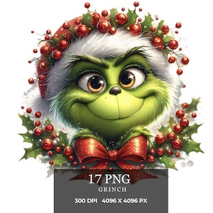17 Grinch PNG, Grinch Clipart, Clipart de Natal, Download Digital, Plaina Digital, Impressões Digitais, Scrapbook, Sublimação