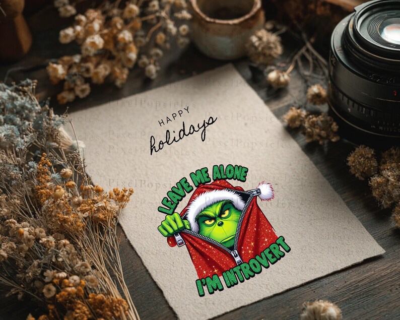 Grumpy Christmas PNG, Introvert Quote Clipart, Funny Holiday Sublimation, 16 PNG Files, Digital Download, Anti Social Art image 13