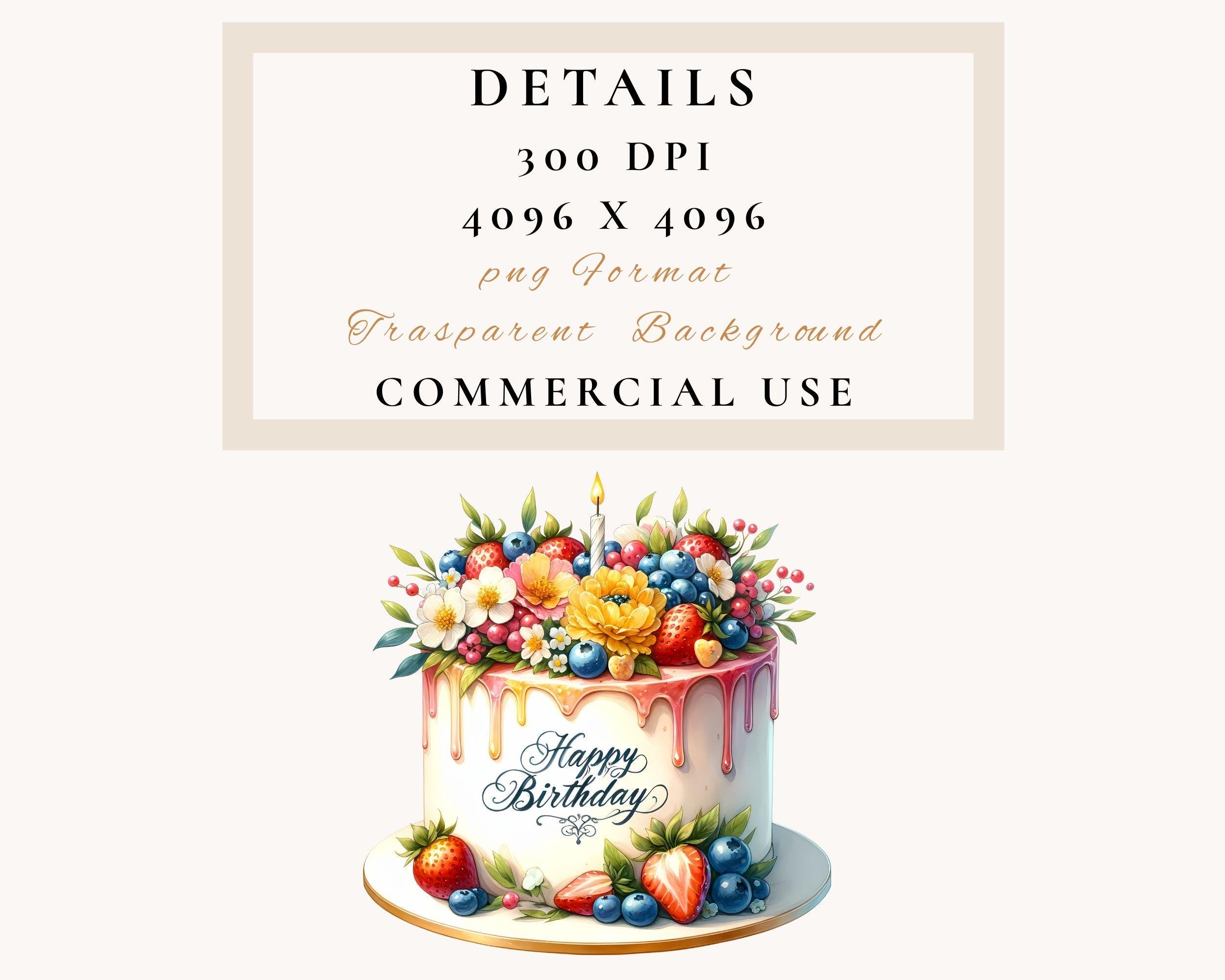 Floral Birthday Cake Clipart Set | Celebration PNG Images Digital ...