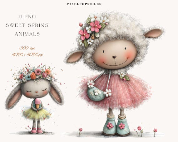 Spring Animals Clipart – Whimsical Woodland PNG (Digital Download)